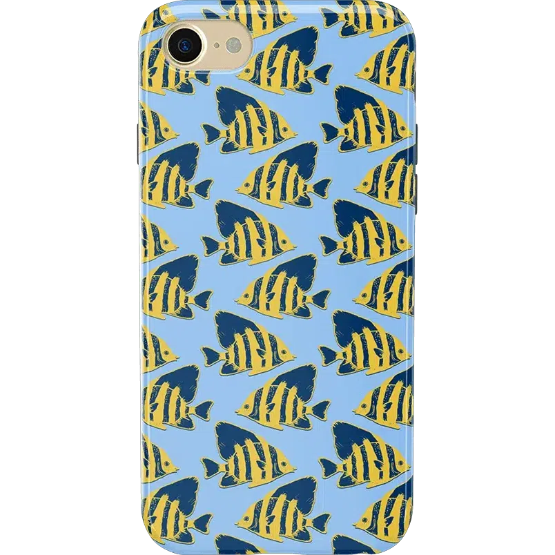 Something's Fishy | Navy Blue & Yellow Fish Print Case iPhone Case get.casely Classic iPhone 6/7/8