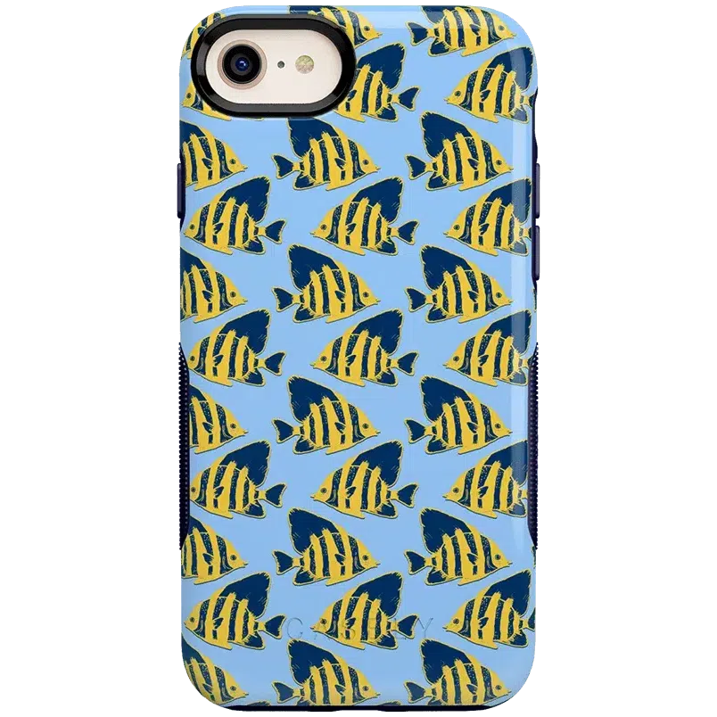 Something's Fishy | Navy Blue & Yellow Fish Print Case iPhone Case get.casely Bold iPhone 6/7/8 