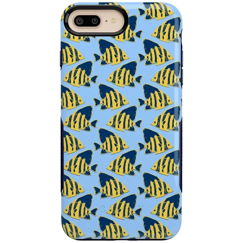 Something's Fishy | Navy Blue & Yellow Fish Print Case iPhone Case get.casely Bold iPhone 6/7/8 Plus 