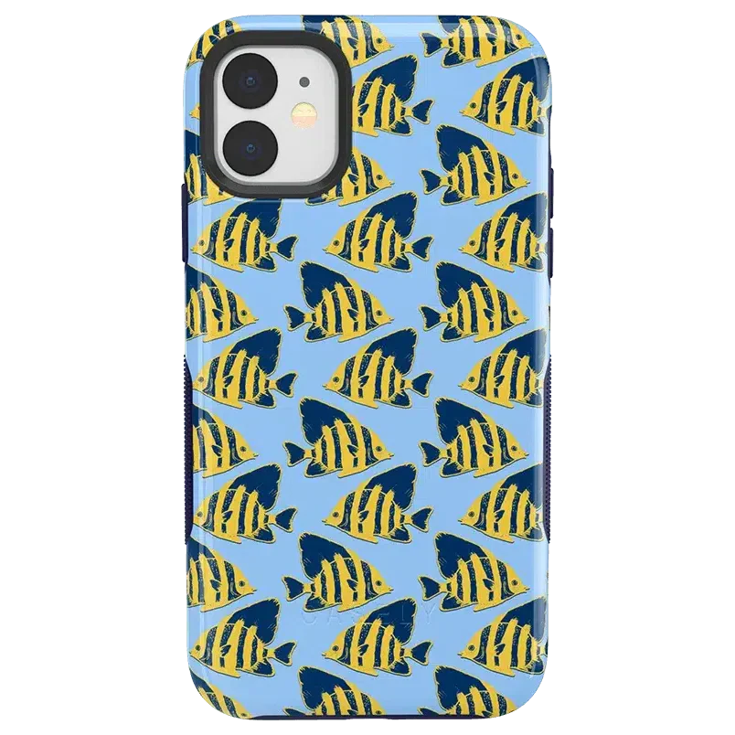 Something's Fishy | Navy Blue & Yellow Fish Print Case