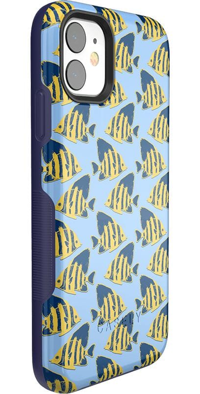 Something's Fishy | Navy Blue & Yellow Fish Print Case