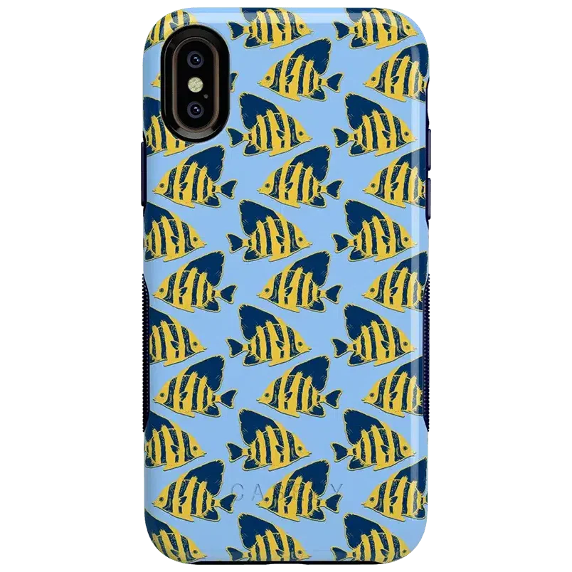 Something's Fishy | Navy Blue & Yellow Fish Print Case iPhone Case get.casely Bold iPhone XS Max 