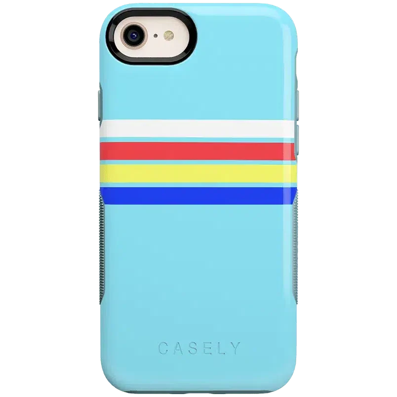 Totally Groovy | Teal Rainbow Stripes Color Block Case