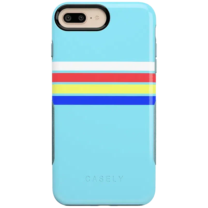 Totally Groovy | Teal Rainbow Stripes Color Block Case iPhone Case get.casely Bold iPhone 6/7/8 Plus 