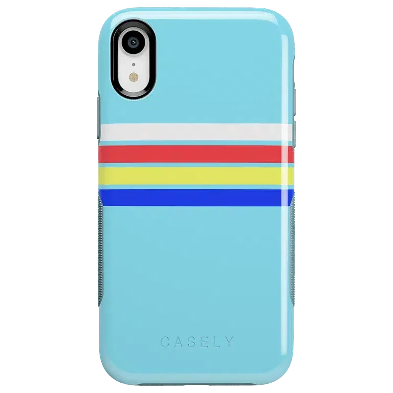 Totally Groovy | Teal Rainbow Stripes Color Block Case