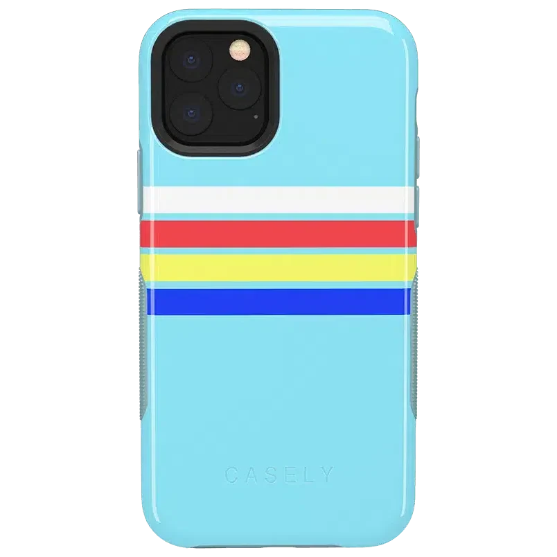 Totally Groovy | Teal Rainbow Stripes Color Block Case iPhone Case get.casely Bold iPhone 11 Pro 