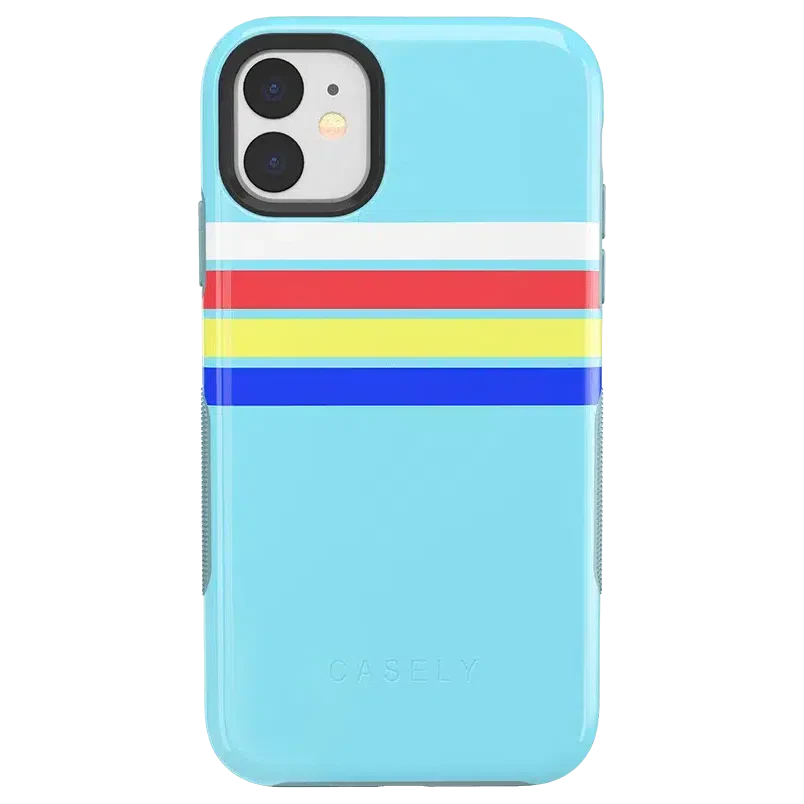 Totally Groovy | Teal Rainbow Stripes Color Block Case