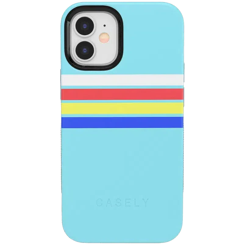 Totally Groovy | Teal Rainbow Stripes Color Block Case iPhone Case get.casely Bold iPhone 12 