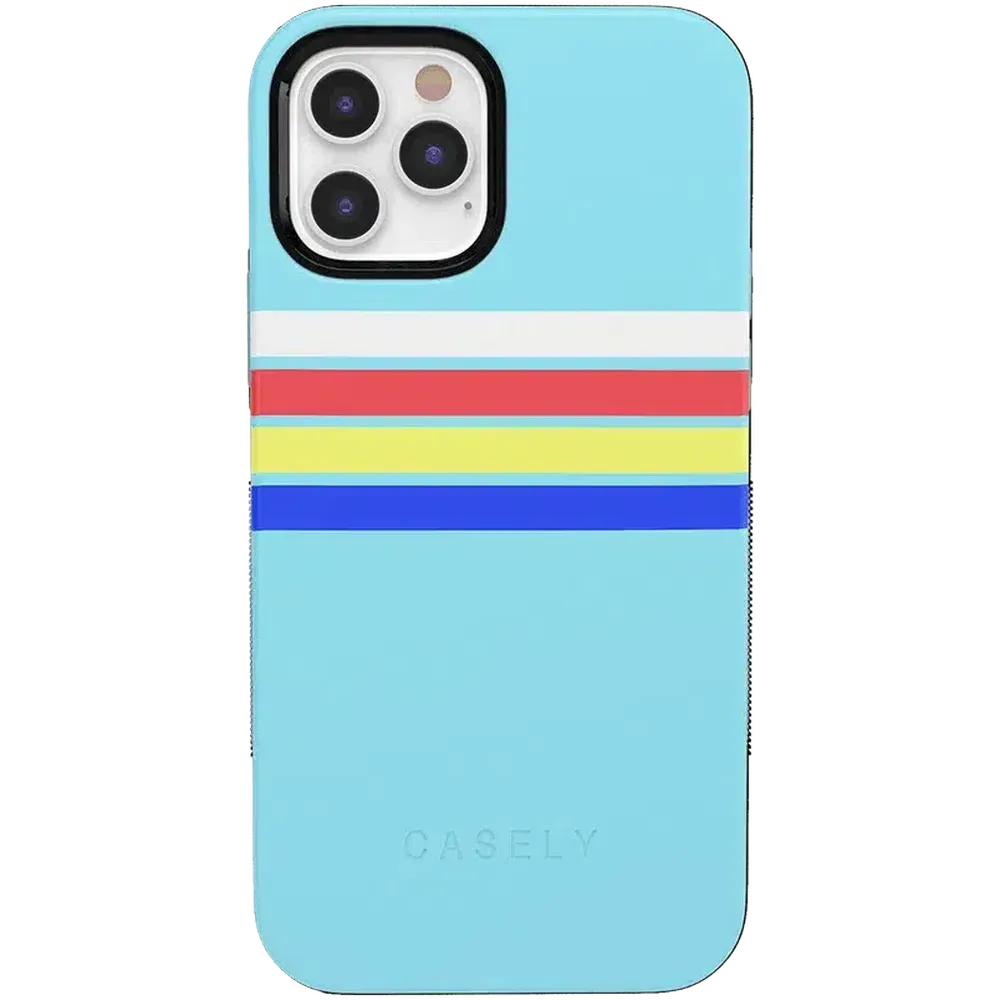 Totally Groovy | Teal Rainbow Stripes Color Block Case iPhone Case get.casely Bold iPhone 12 Pro Max 