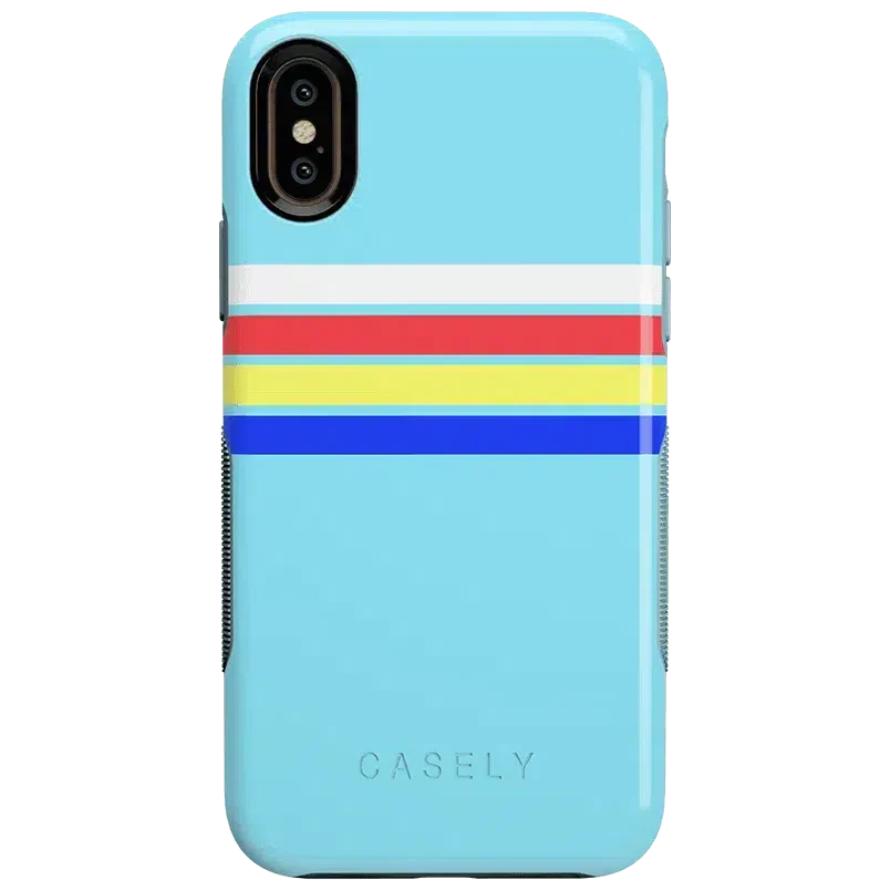 Totally Groovy | Teal Rainbow Stripes Color Block Case iPhone Case get.casely Bold iPhone XS Max 