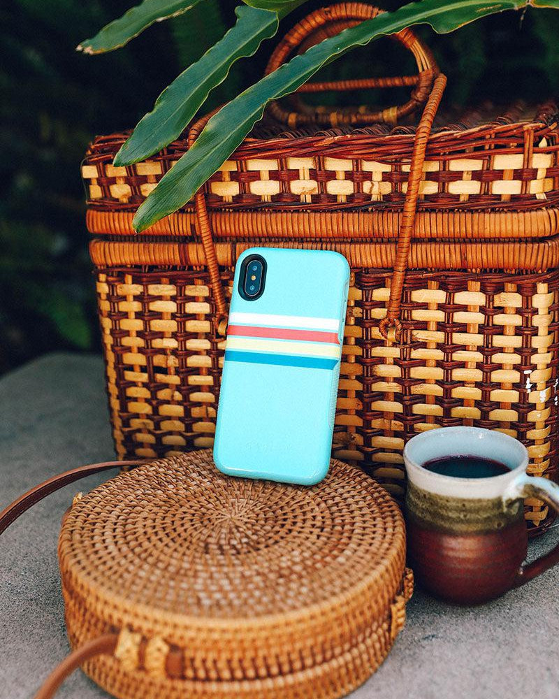 Totally Groovy | Teal Rainbow Stripes Color Block Case