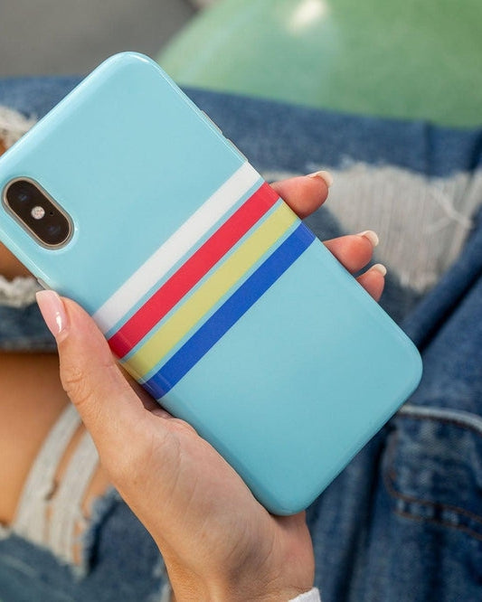Totally Groovy | Teal Rainbow Stripes Color Block Case