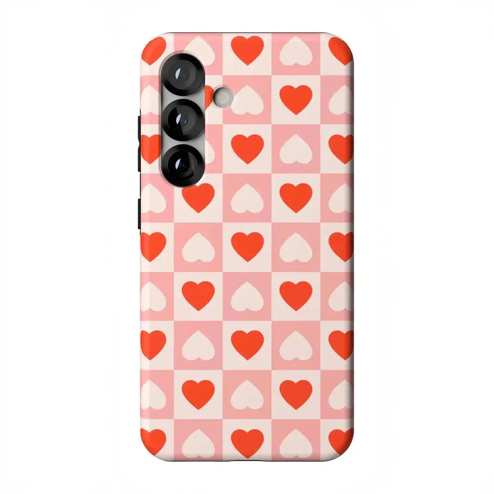 King of My Heart | Checkered Hearts Case Phone Case Casetry Essential + MagSafe® Galaxy S25