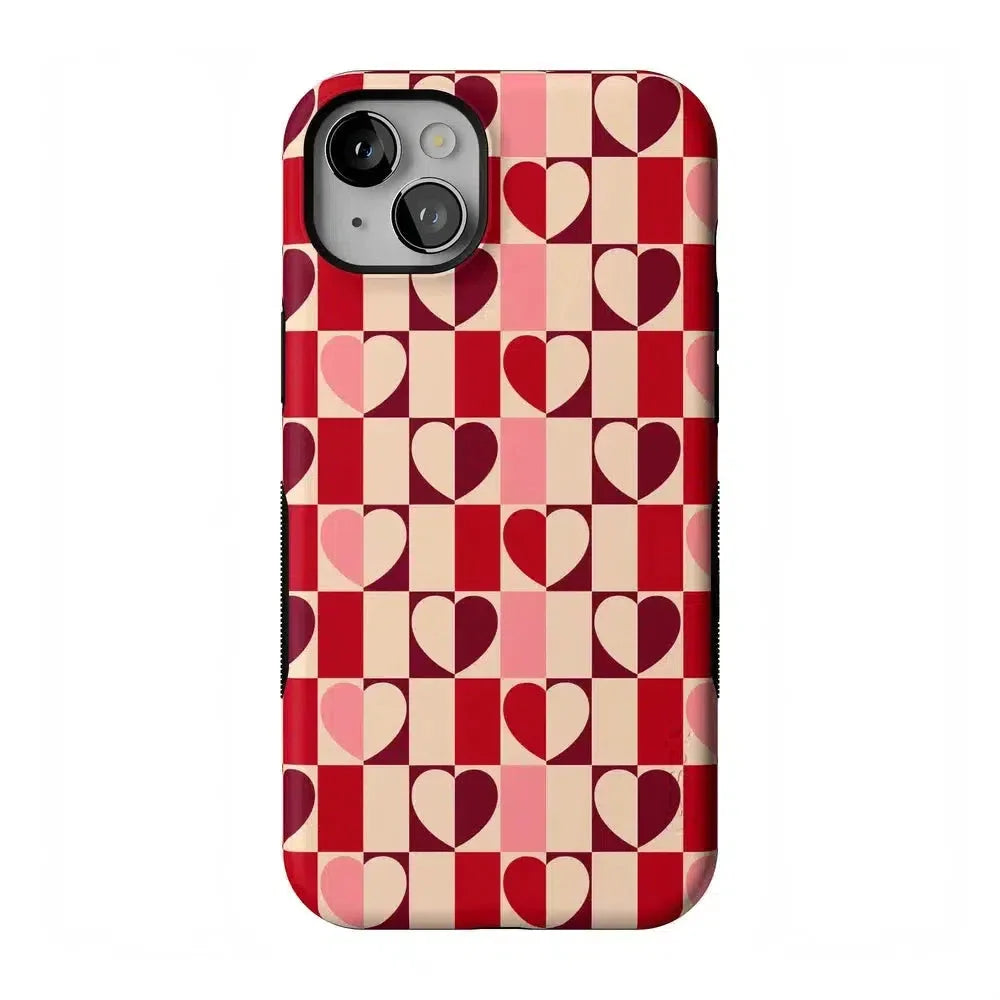 Love's a Game | Retro Hearts Case Phone Case Casetry Bold Flex + MagSafe® iPhone 14 Plus